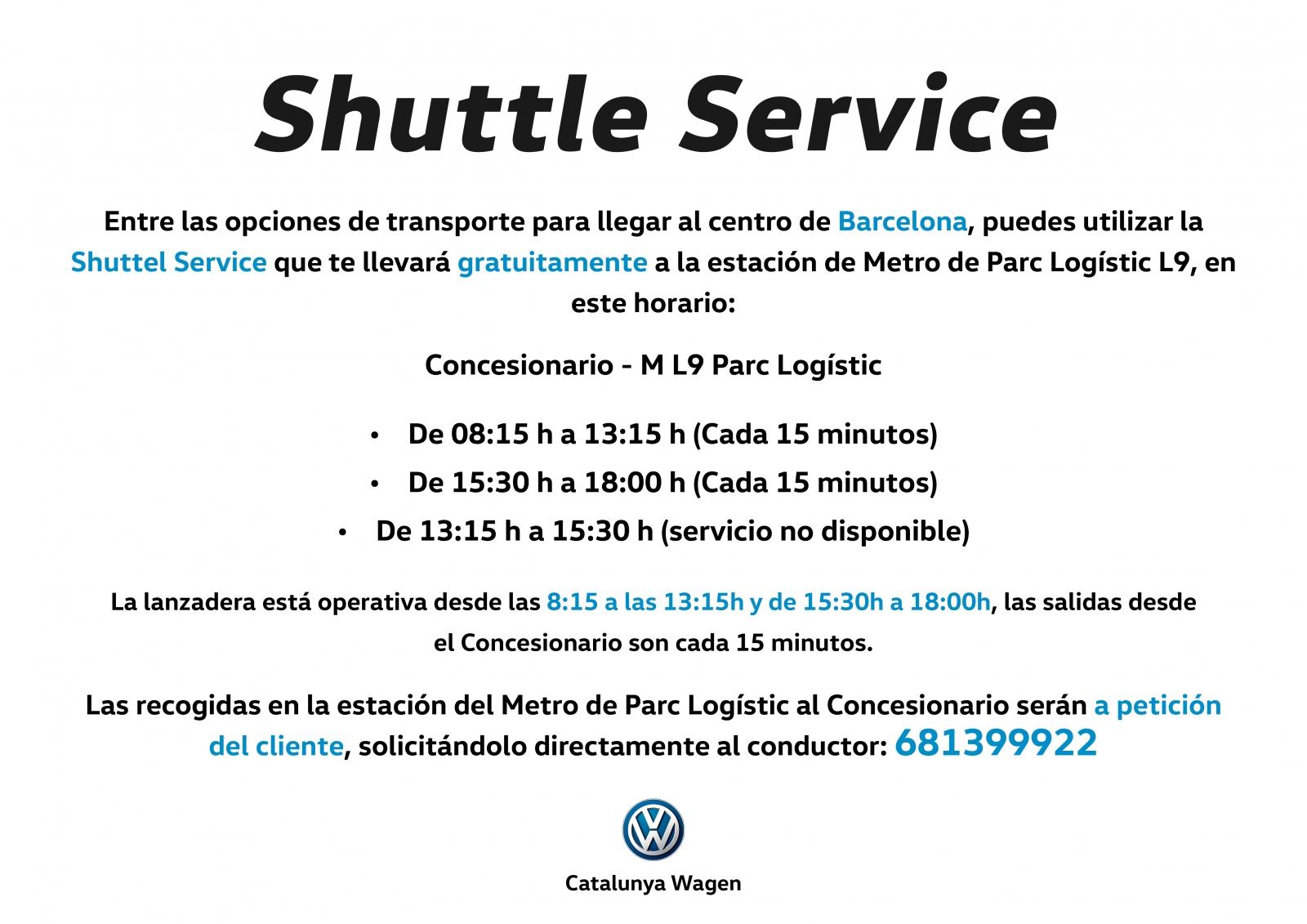 Shuttle Service Volkswagen Barcelona